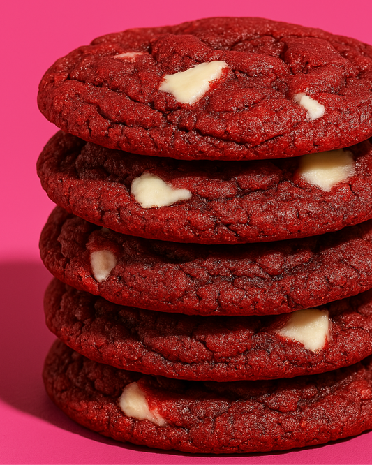 Rouge Velours - Biscuits riches et veloutés aux morceaux de chocolat blanc et noir